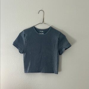 Madewell Blue Textured Crop Top